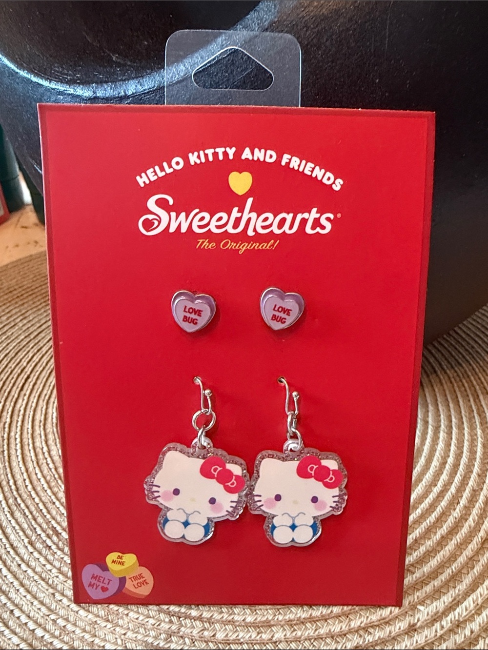 Hello Kitty x Sweethearts Kids Earrings Set - Love Bug Stud Hearts & HK Dangles